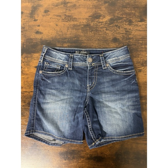 Silver Jeans Pants - Silver Suki Stretch Shorts Blue Denim Jorts Size 28 (6" Inseam)‎ Womens